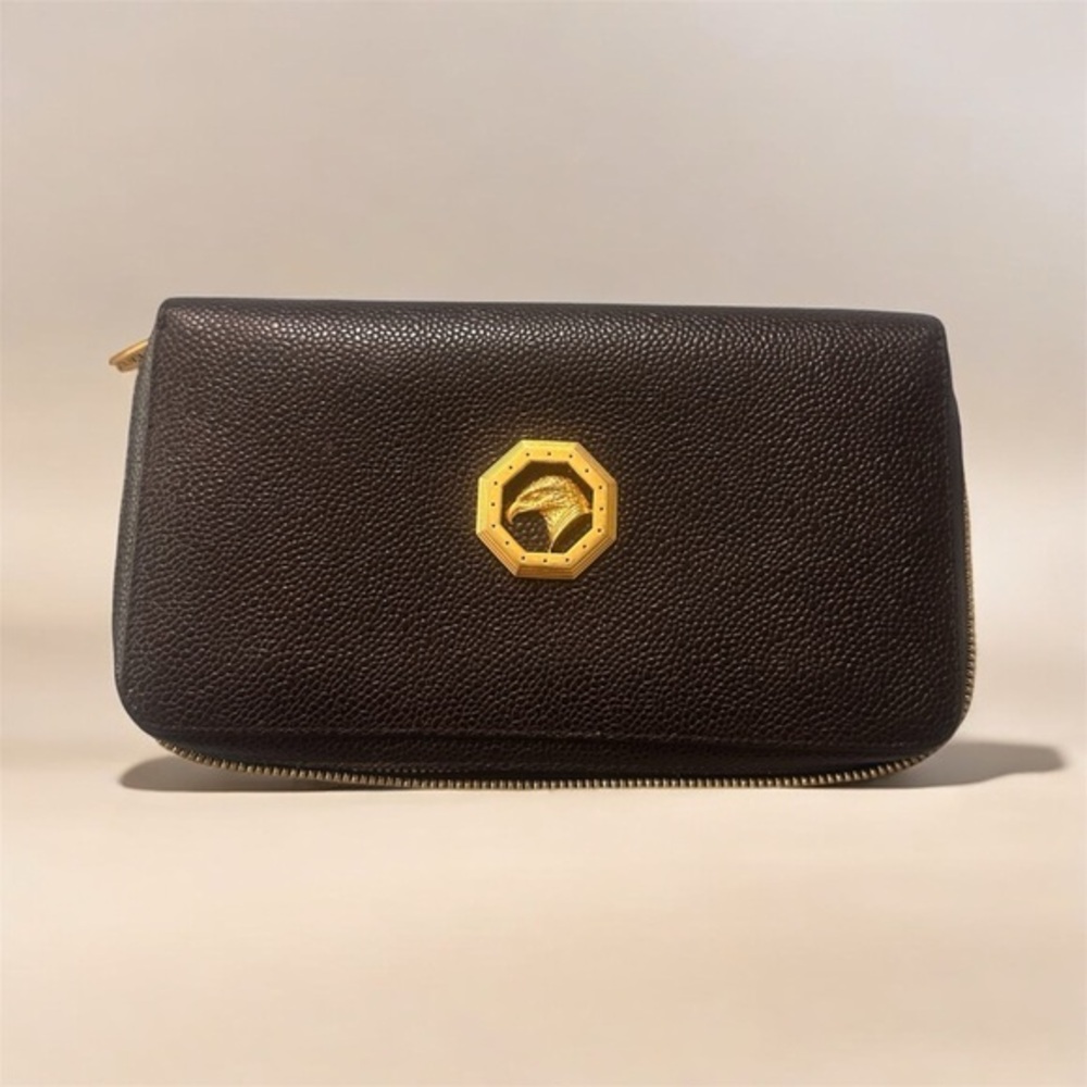Stefano Ricci Brown Genuine Italian Calf Leather Printed Continental Wallet